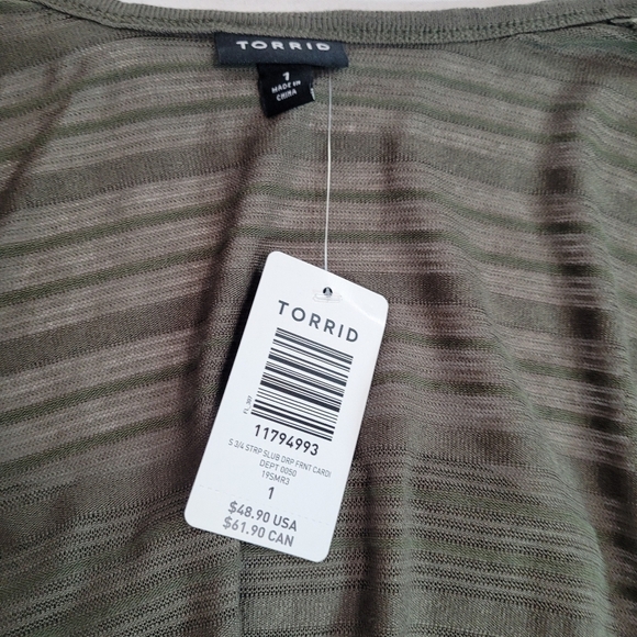NWT Torrid Olive 3/4 Sleeve Draped Open Front Cardigan Top Size 1(1X) - Picture 6 of 8